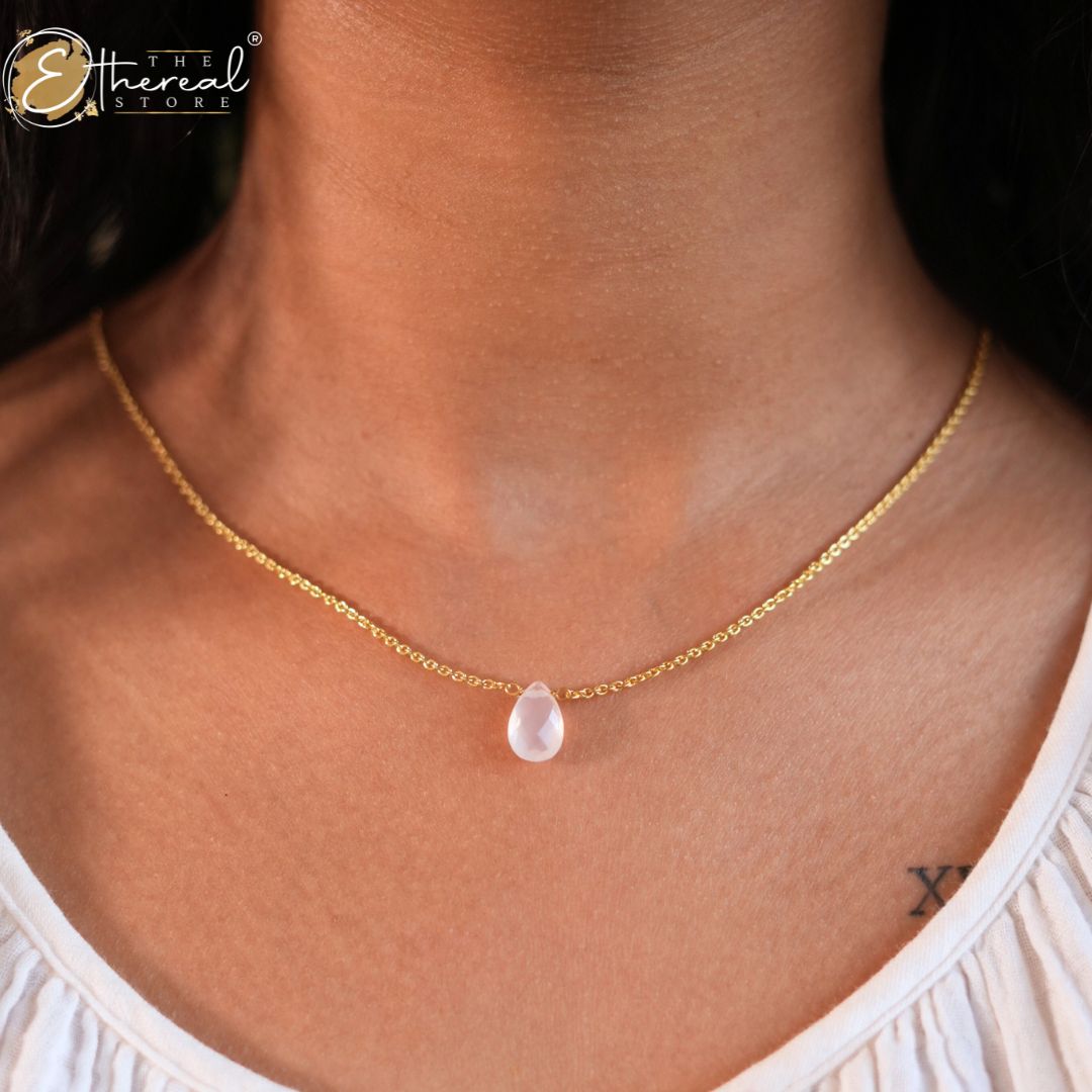 Rose Quartz Drop Necklace