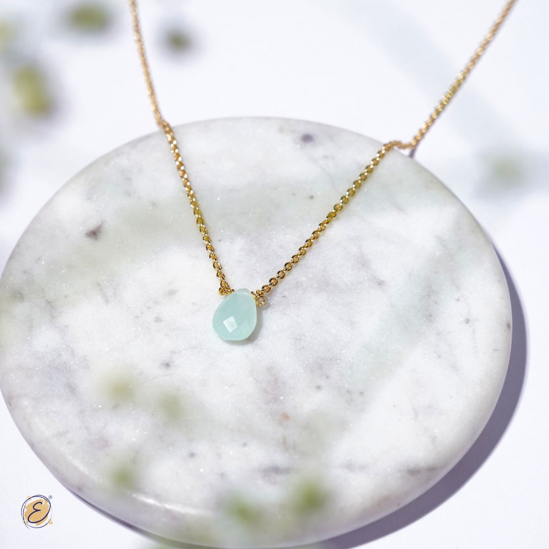 Aqua Calcite Drop Necklace