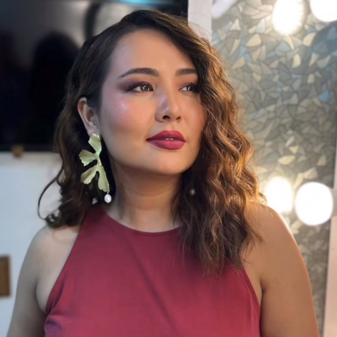 Sagarika Chettri in Gold Winged Danglers