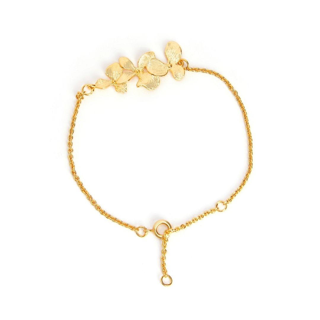 floral bracelet, gold bracelet, adjustable bracelet, minimal bracelet