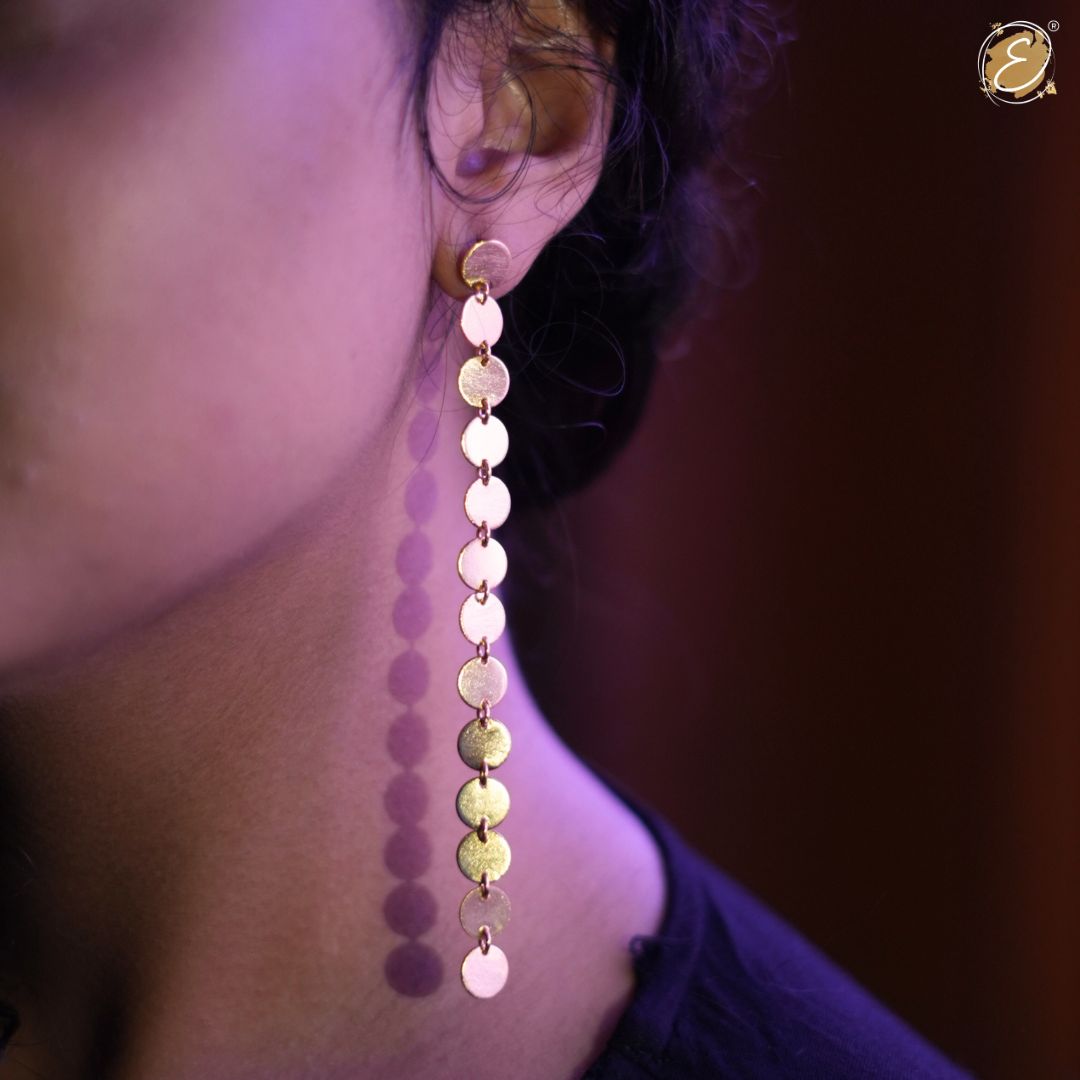 long coin earrings, long earrings, long danglers, coin danglers, coin earrings, very long earrings