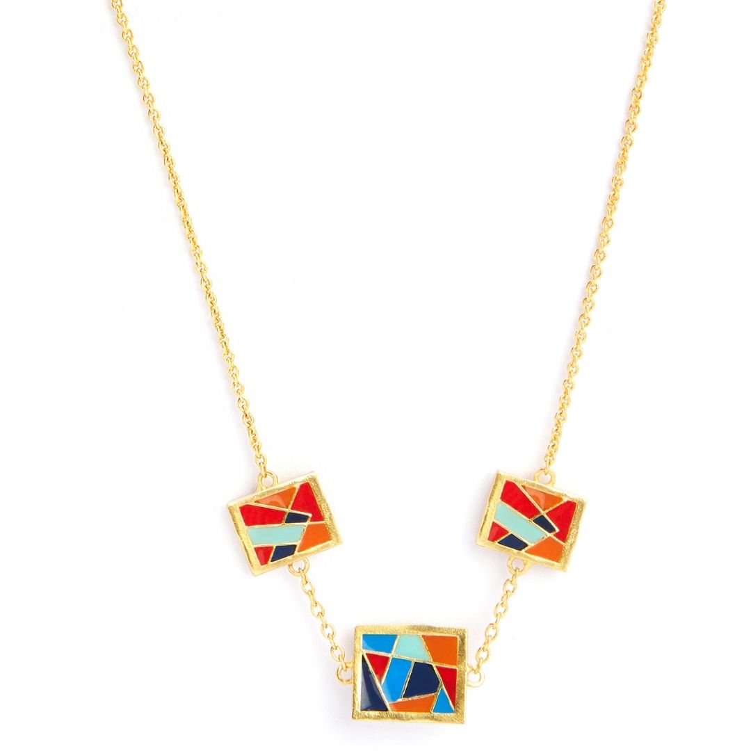 Wedge Necklace Red & Blue