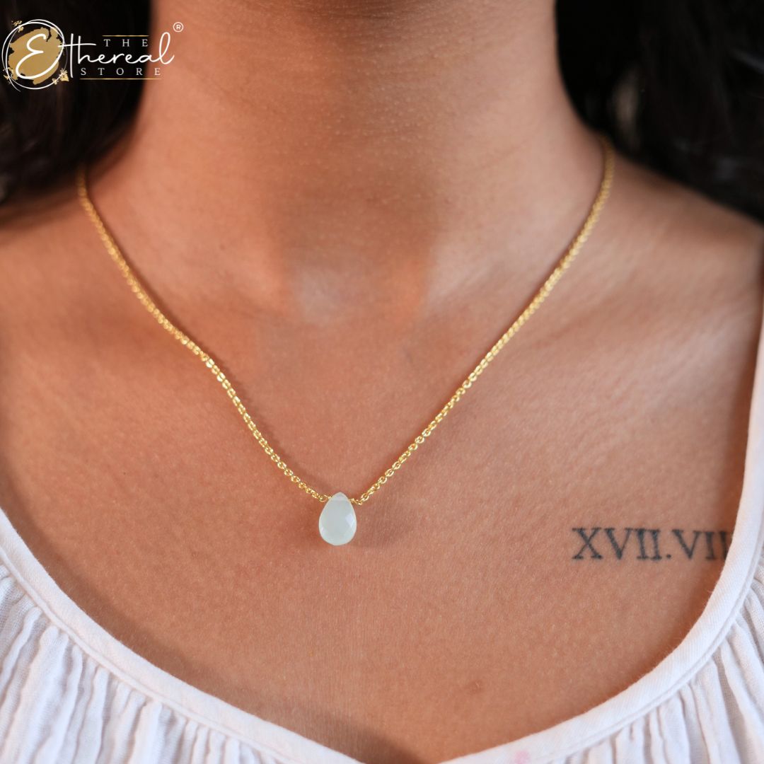 Aqua Calcite Drop Necklace