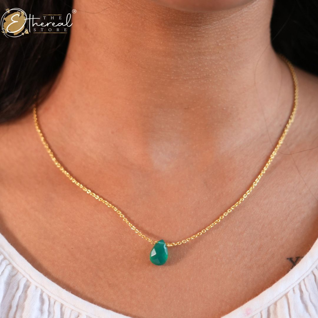 Green Onyx Drop Necklace