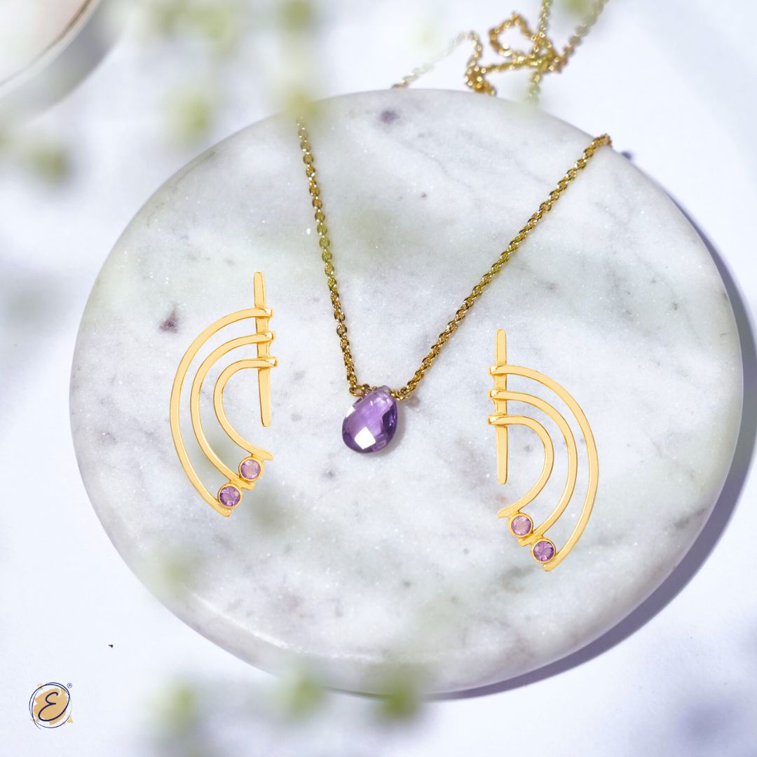 Amethyst Necklace and Earring Combo