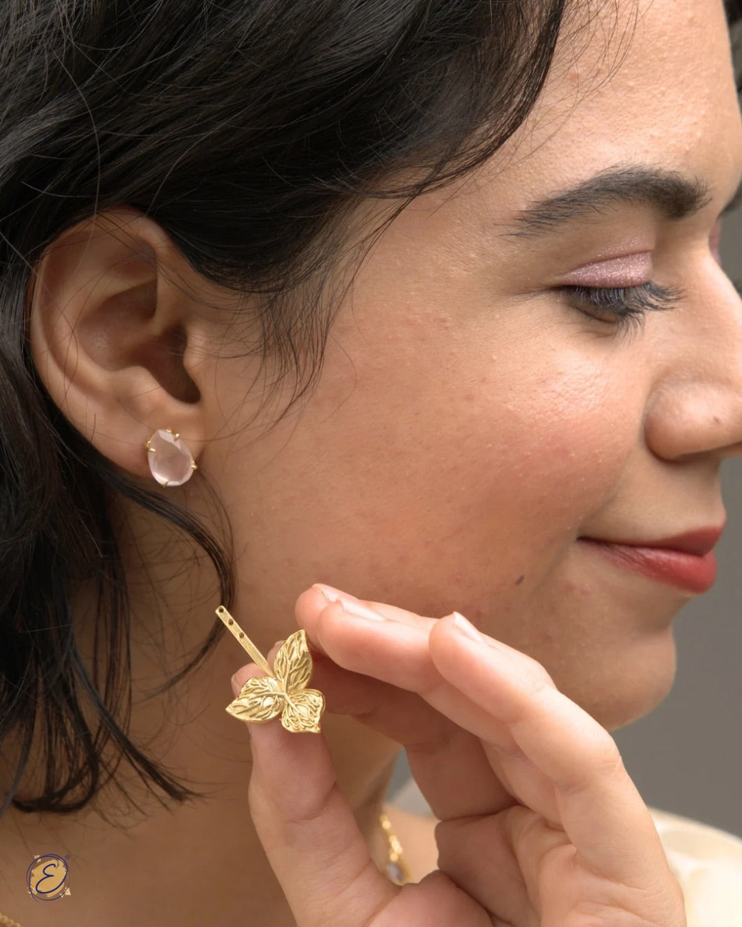 Aria Duo Sidekick Studs – Rose Quartz | PRE-ORDER
