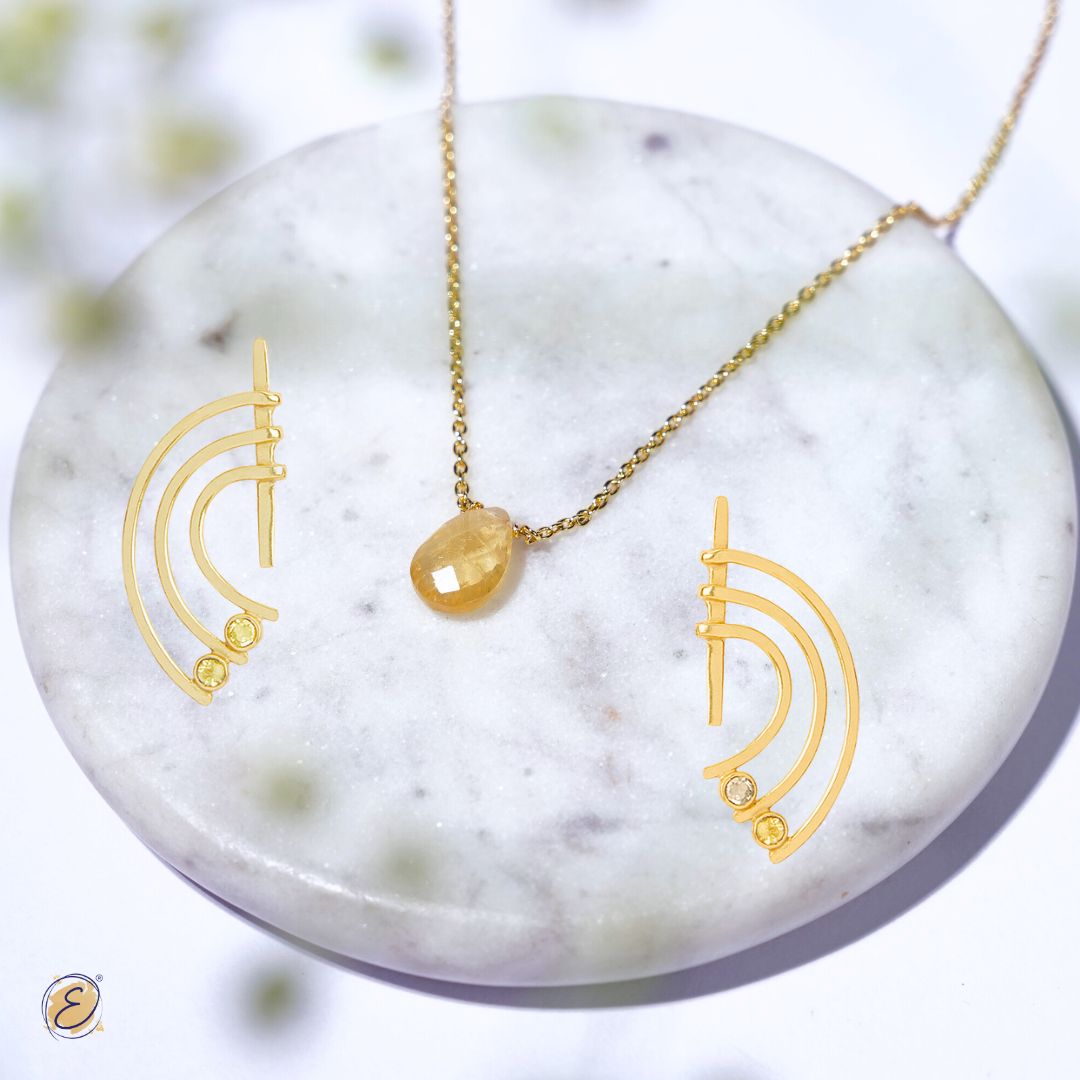 Citrine Necklace and Earring Combo