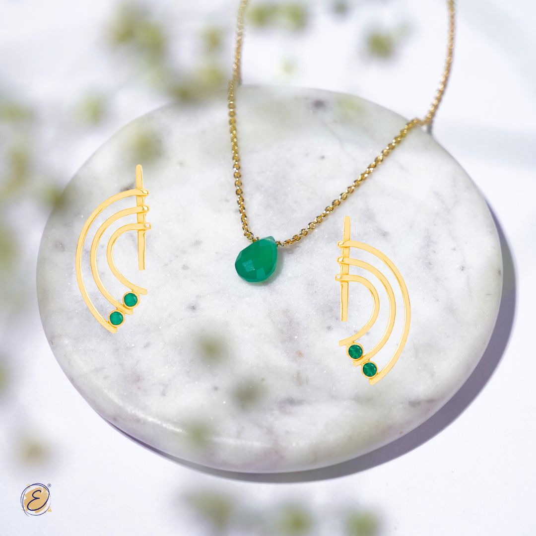 Green Onyx Necklace and Earring Combo