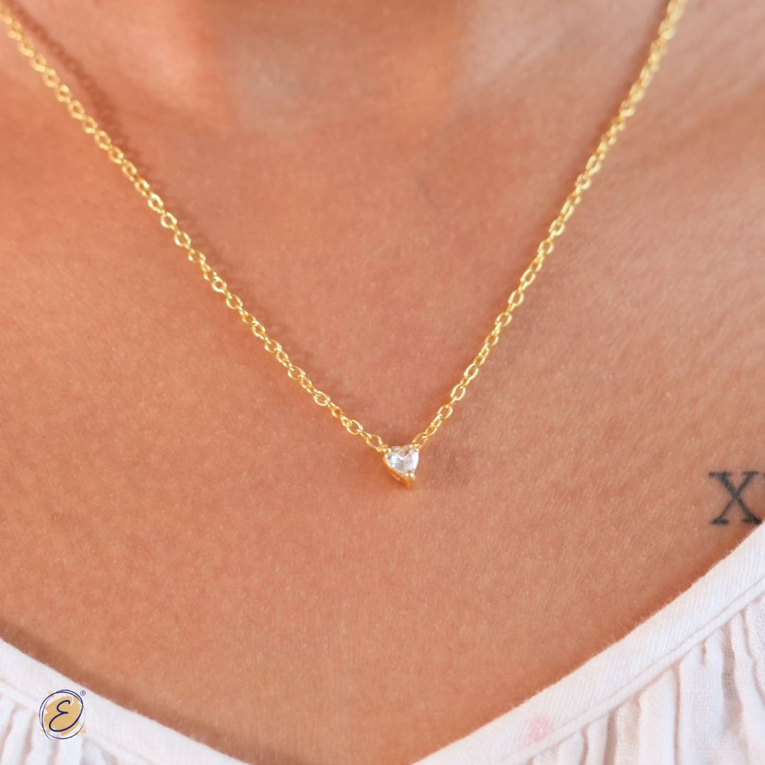 Solitaire Heart Dainty Necklace