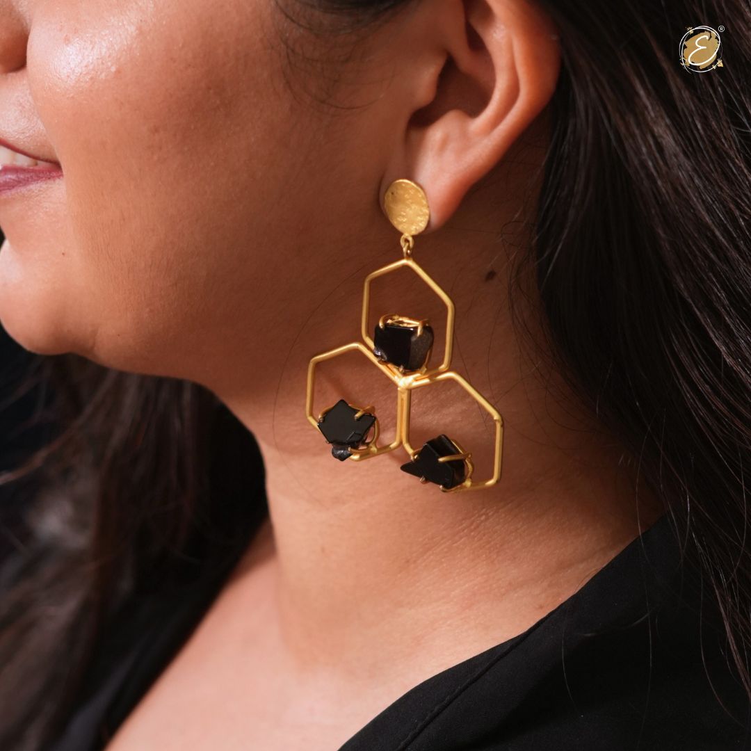 Honeycomb Danglers - Black