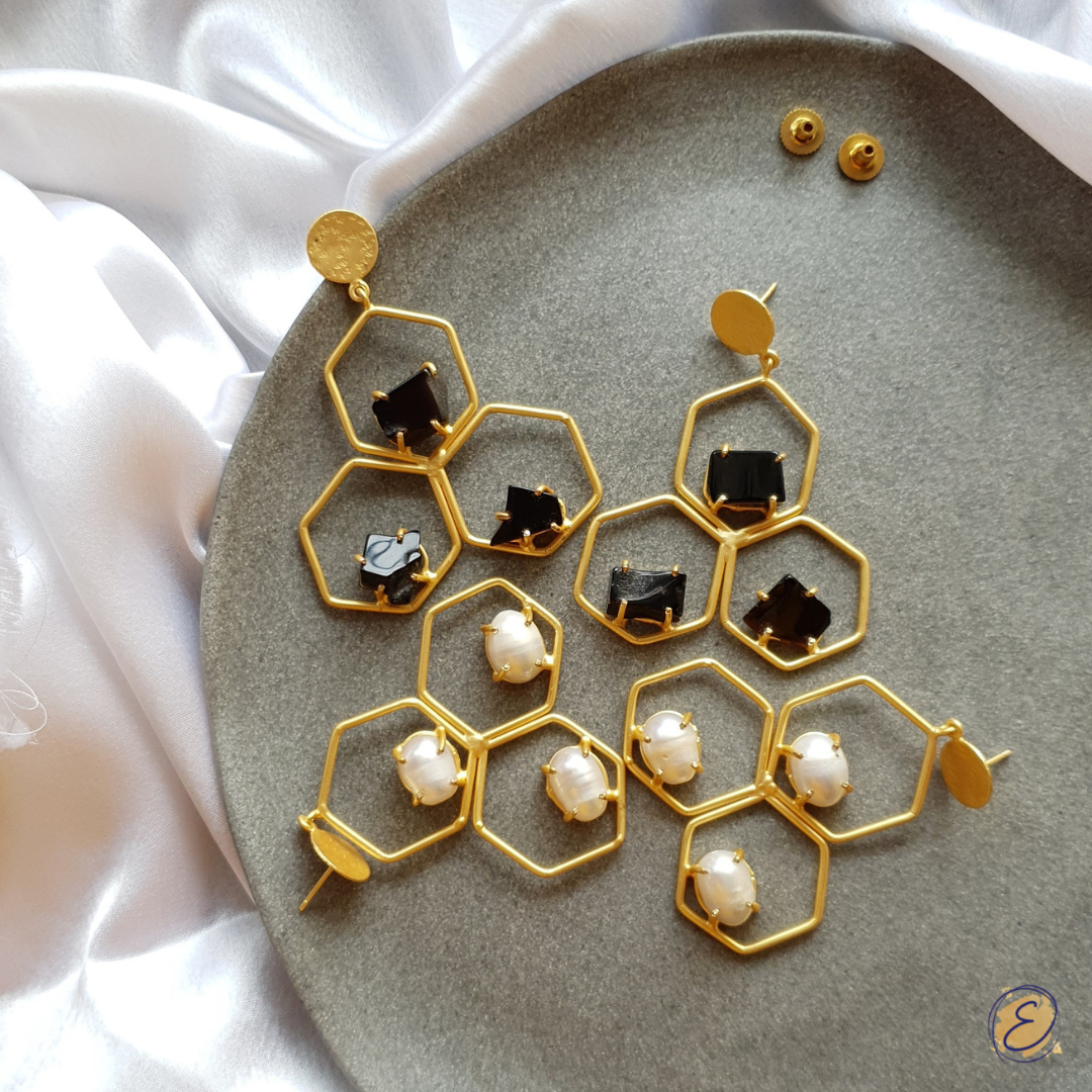 Honeycomb Danglers - Black