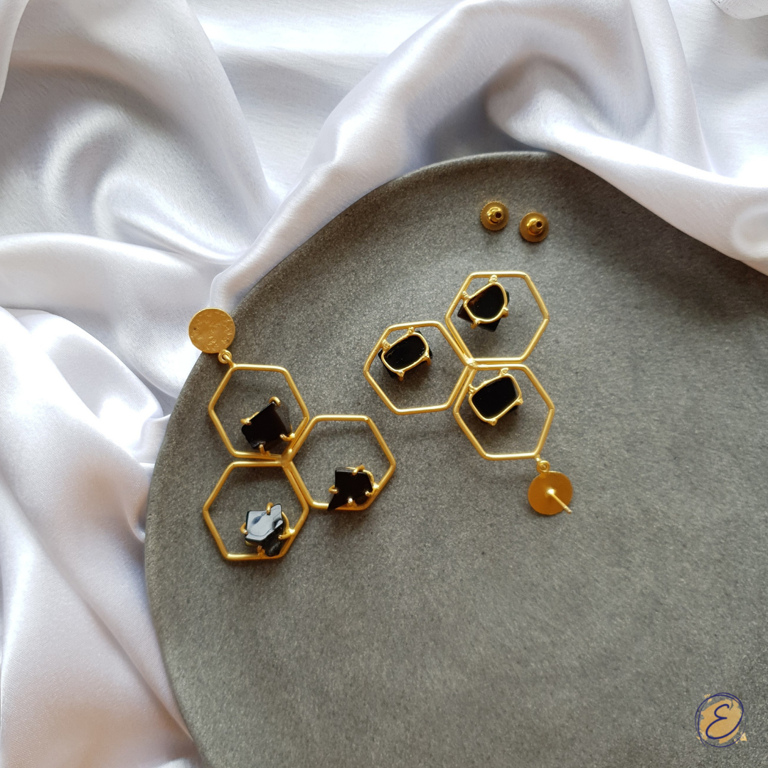 Honeycomb Danglers - Black