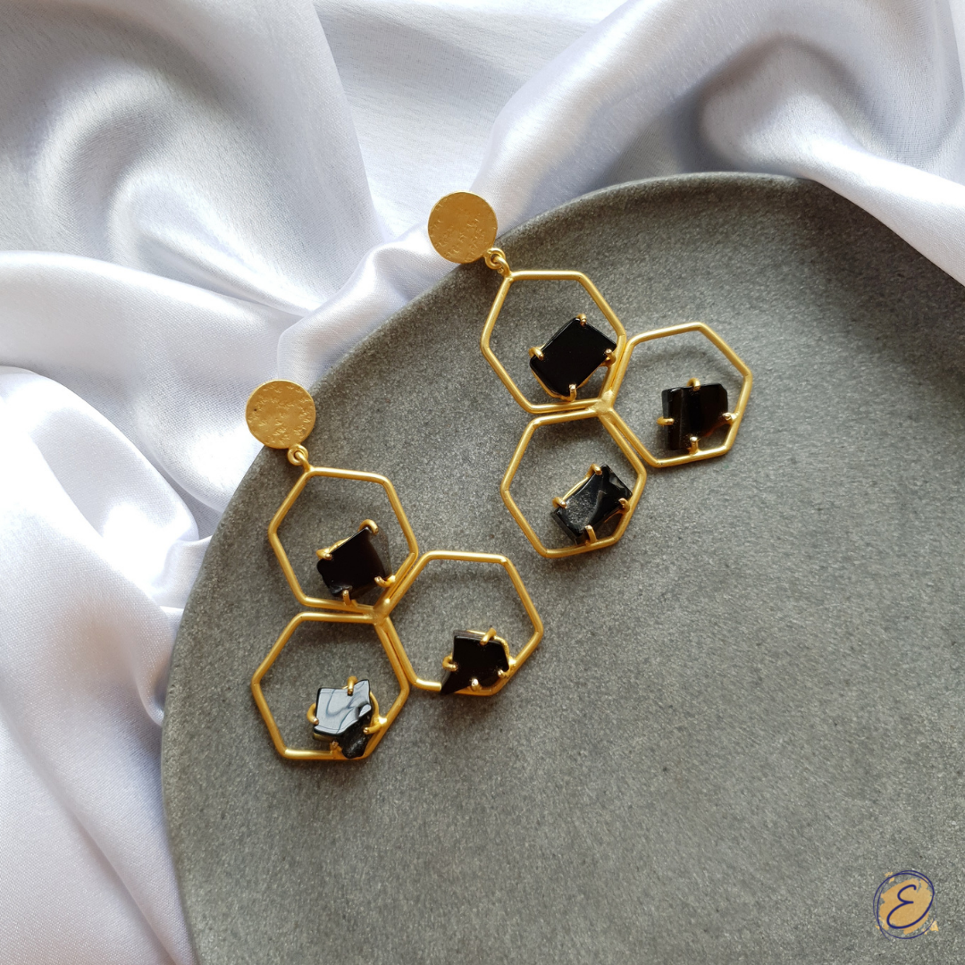 Honeycomb Danglers - Black