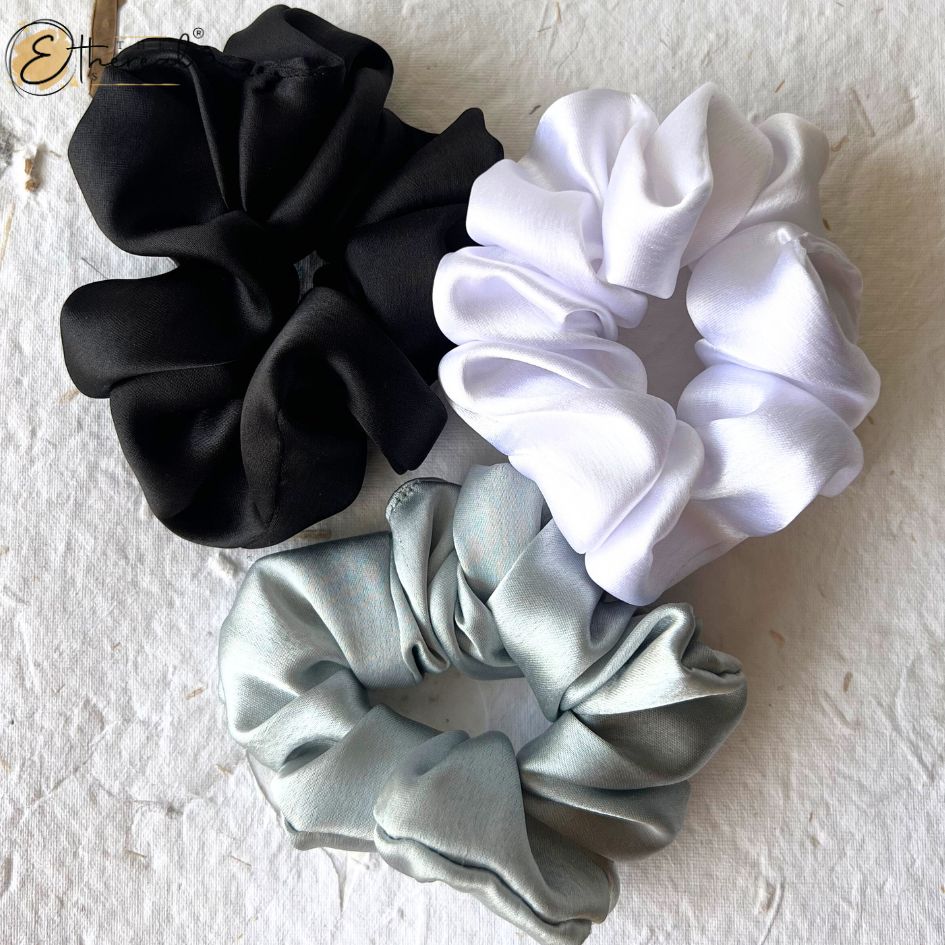 black white grey scrunchies
