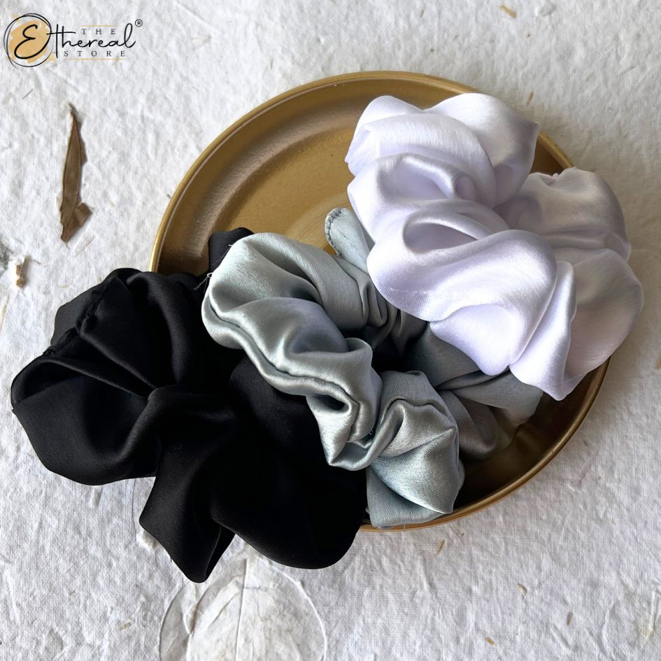 black white grey scrunchies