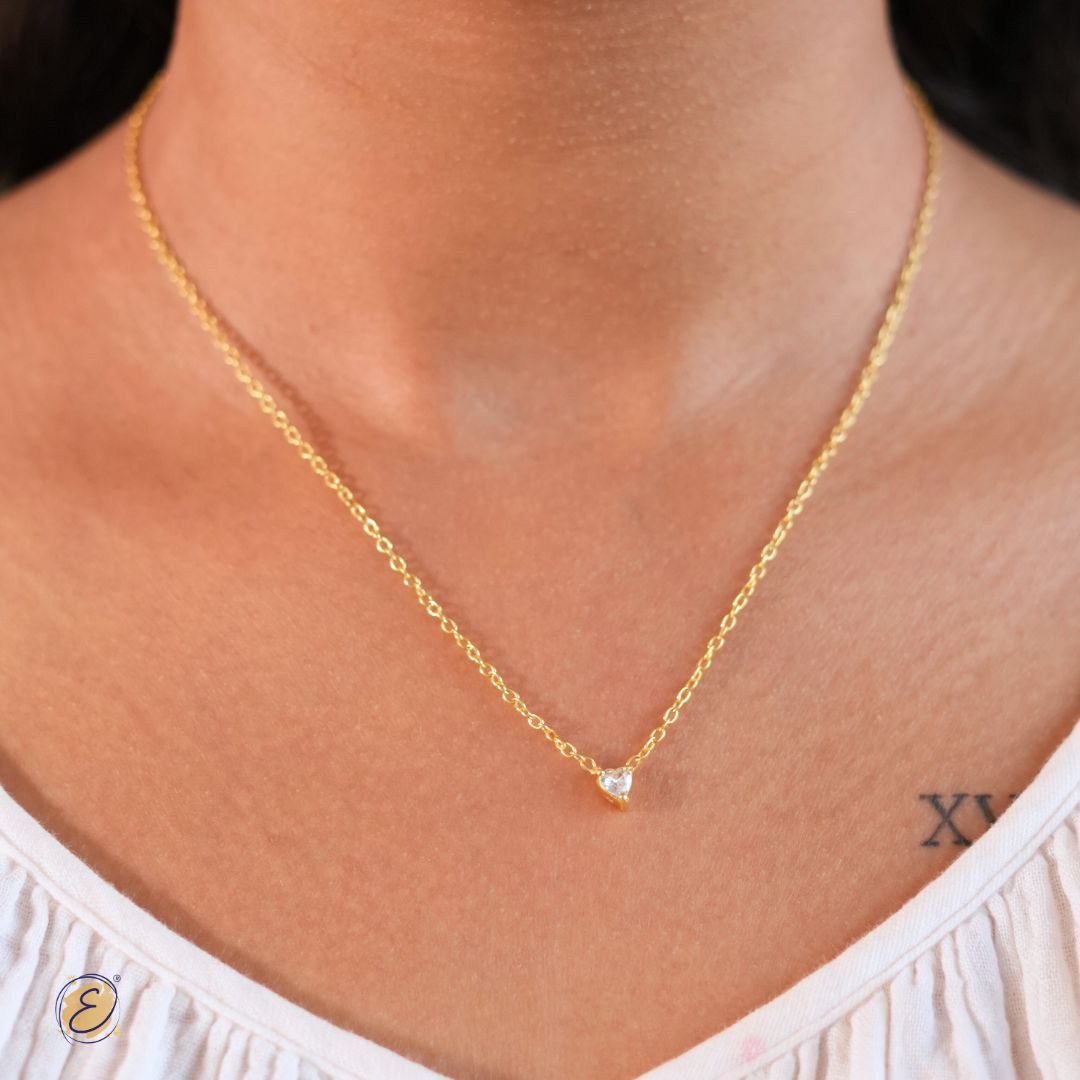 Solitaire Heart Dainty Necklace