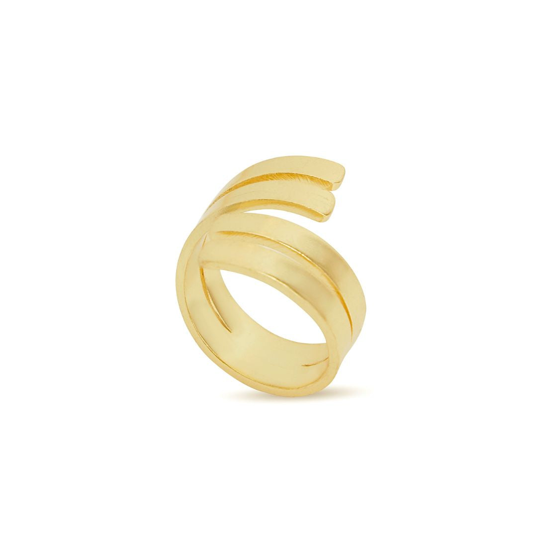 Gold Trudy ring worn on hand, showcasing its elegance