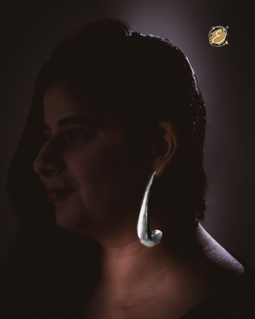 Silver Big hoop earrings with dew-drop inspired detailing, handcrafted and silver-plated. 
