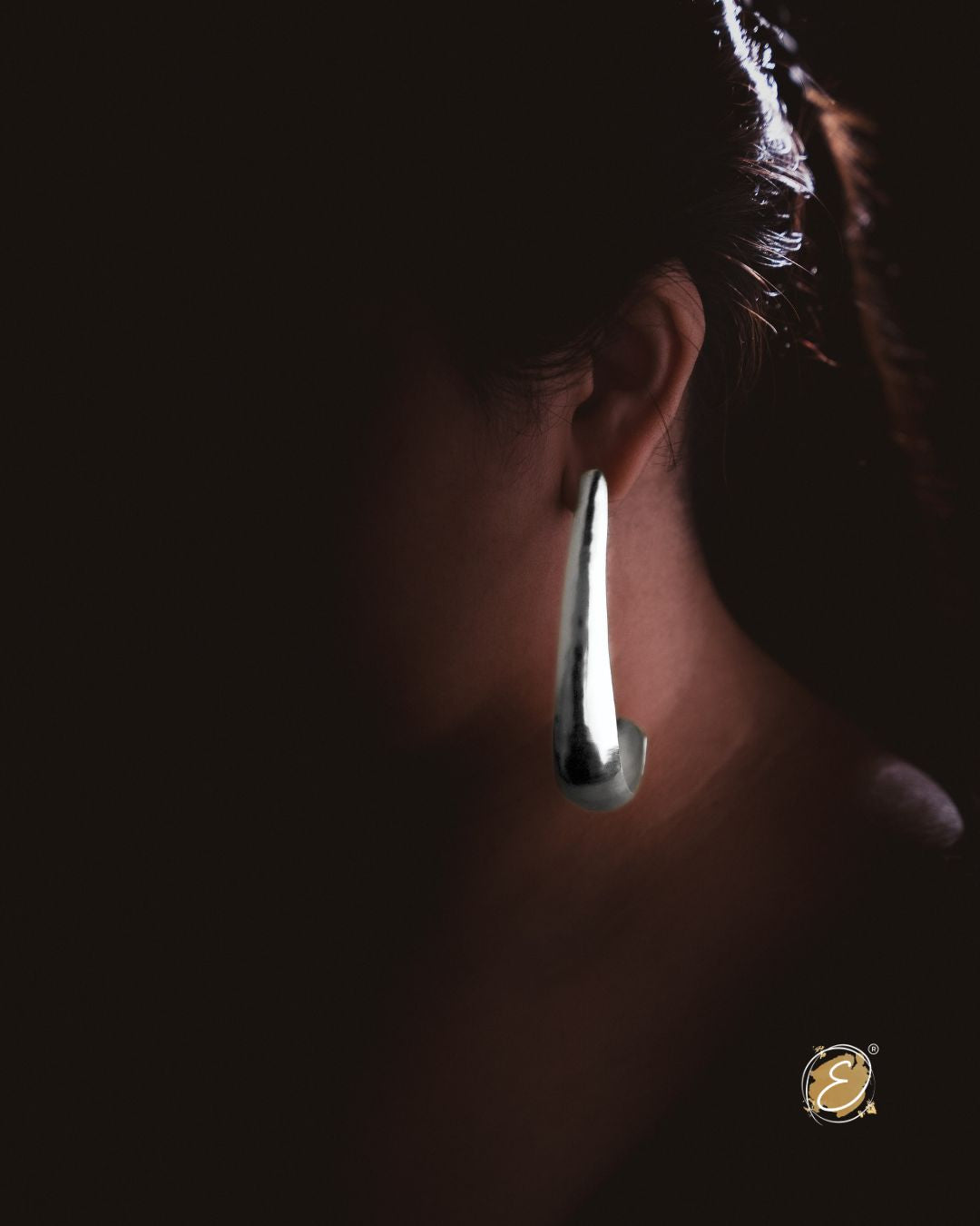 Silver Big hoop earrings with dew-drop inspired detailing, handcrafted and silver-plated. 
