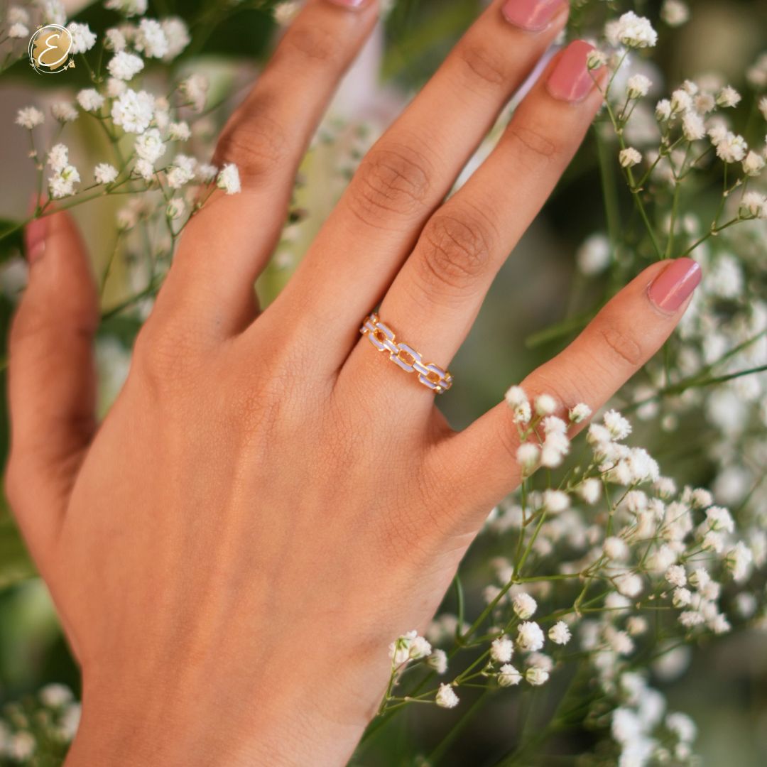 set of three enamel pastel colour link rings