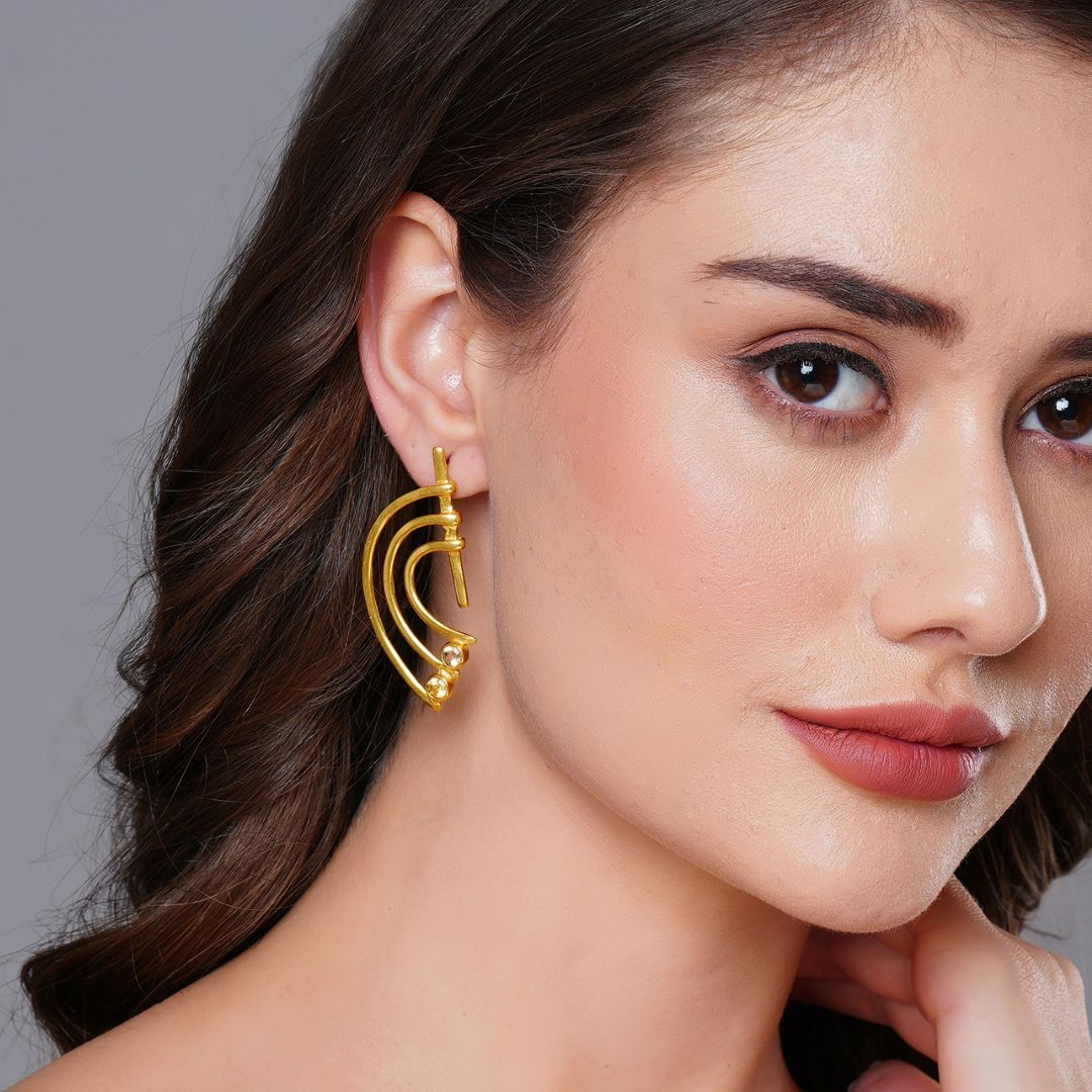 gold Earrings and necklace with citrine stone 