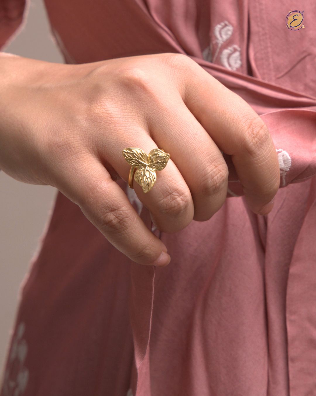 bougainvillea bracelet and ring gold plated gift set