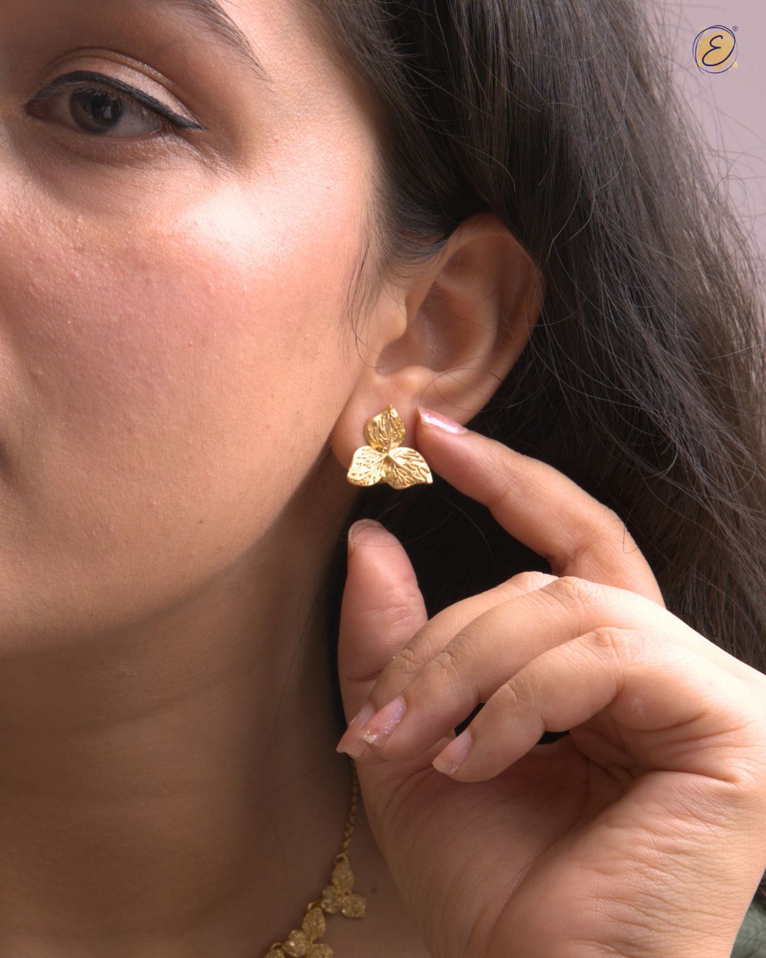 Gold-plated Zoya Flower Studs, flower studs , lightweight , 18k gold plated , foral Jewellery 