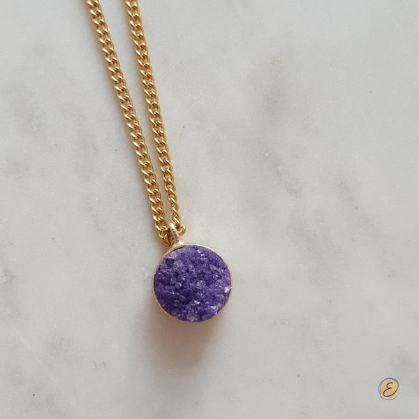 purple mauve stone raw pendant