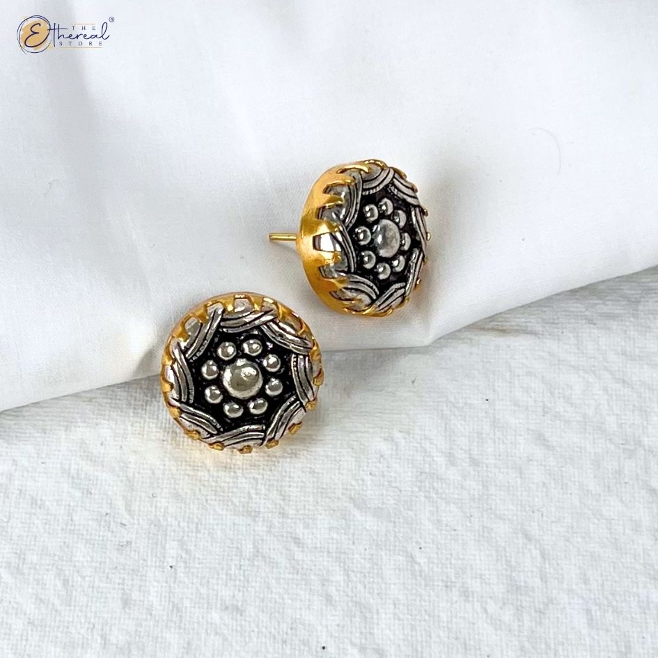 gold and silver stud earrings 