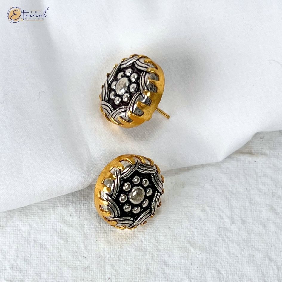 gold and silver studs flower