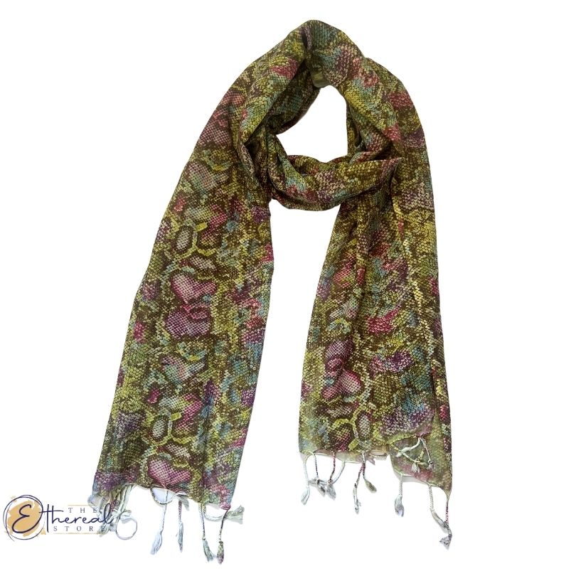green printed stole cotton