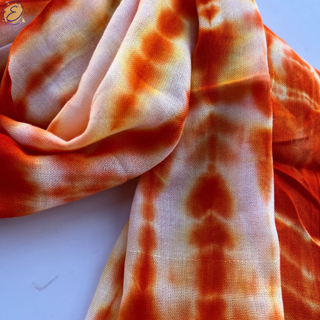 orange white tassel scarf