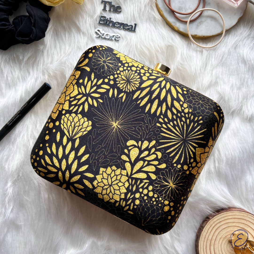Black and Yellow Bloom Clutch