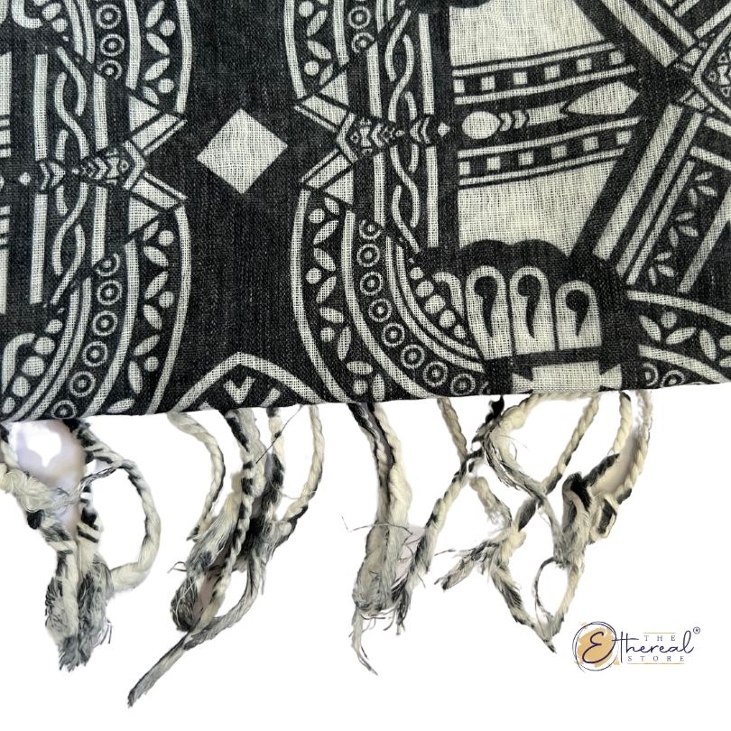 B&W Abstract Cotton Stole