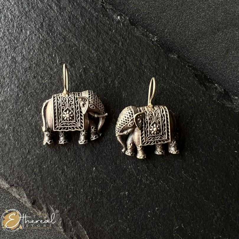 elephant earrings oxidised