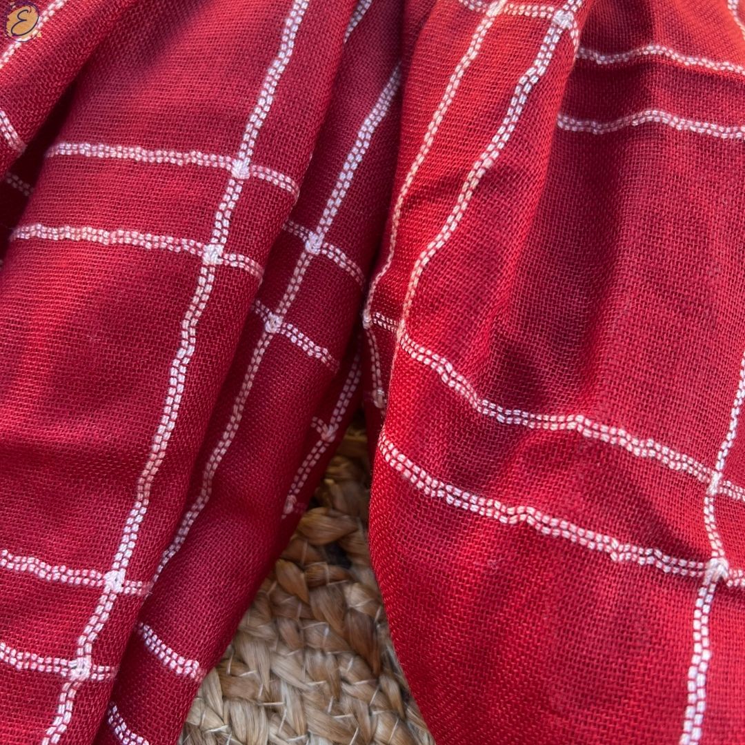 maroon soft scarf checks design