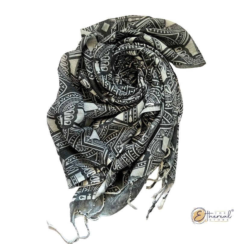 B&W Abstract Cotton Stole
